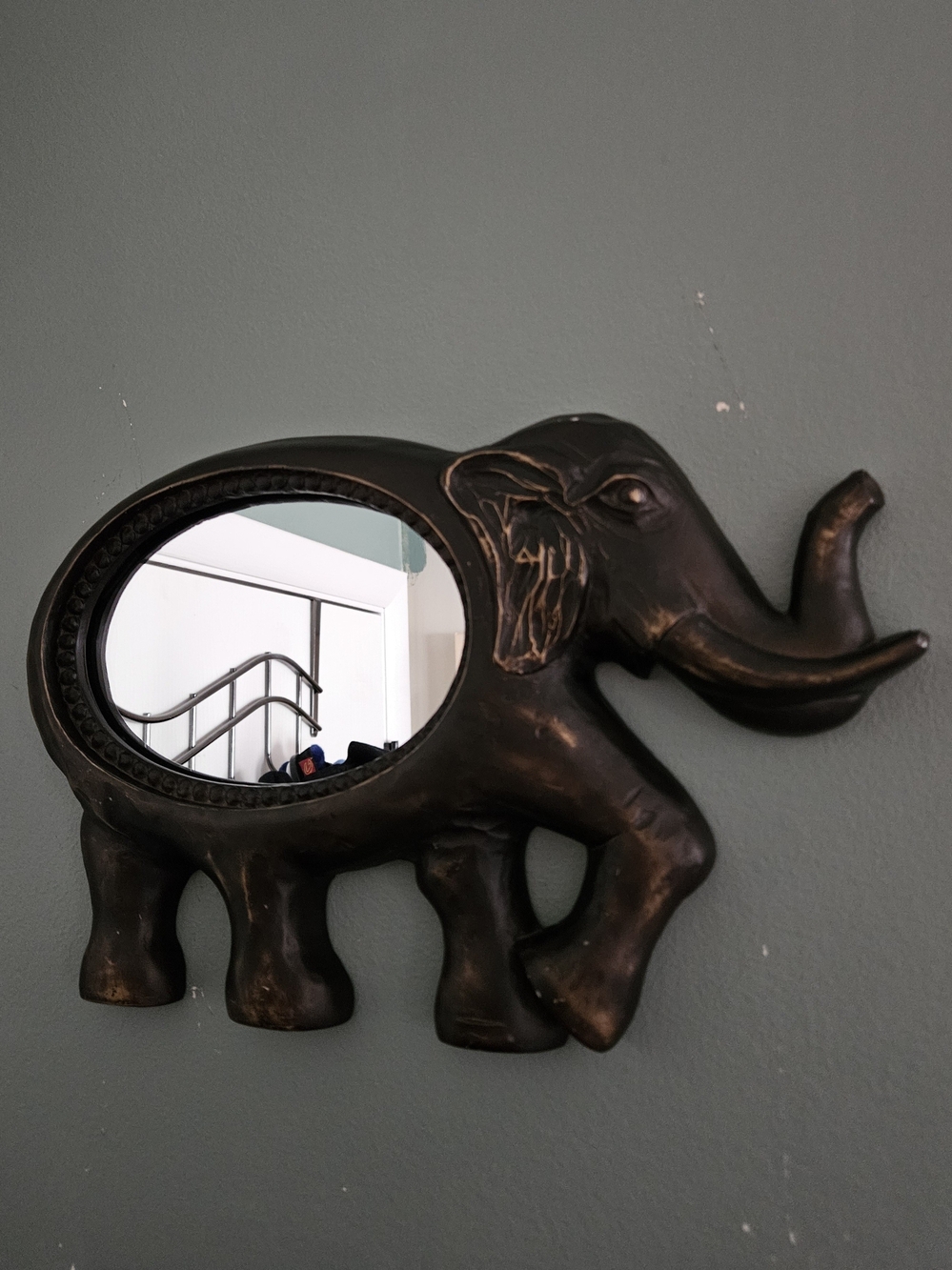 Elephant Wall Mirror Decorative Accent in Dark Bronze